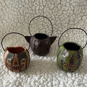 Trio of Handmade Halloween style Buckets